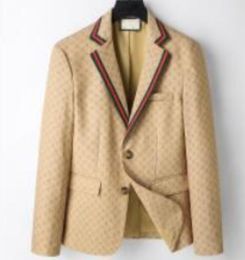 Roupas ocidentais mens luxo g impressão lapela blazers designer outono jaquetas slim listrado xadrez geometria patchwork blusão casacos masculino vestido terno outerwear