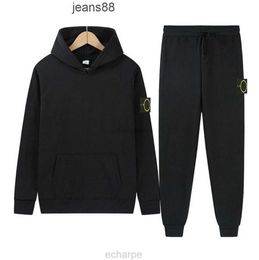 Taş Ceket Adası Sonbahar Kış Men Hoodie Pantolonlar Harajuku Spor Giyim Marka Günlük Düz Renk Kadınları Çok Renkli Kapşonlu Sweater Seti 2 Parçalar Taş İssul Ceket