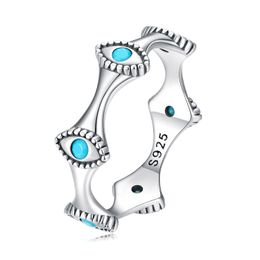 925 Sterling Silver Evil Eyes Ring Fine Jewellery Delicate Non Tarnish Blue Turquoise Demon Devil Eye of Horus Ring for Women