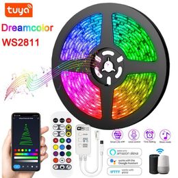 Strips WS2811 RGB LED Strip RGBIC Festoon Tape Light 12V Lamp DreamColor Infrared Bluetooth Wifi Control With Alexa For Room Decor261N