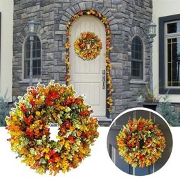 Decorative Flowers & Wreaths Home Decoration Outdoor Front Door Fall Decor Autumn Wreath Rattan Wedding Garlands Artificial Decora2711