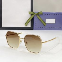 2022 women men high quality fashion sunglasses gold metal white thin frame big brown polygon glasses available with box266l
