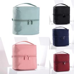 Lu lo go Multifunctional storage makeup bag Portable travel cylinder hand wash bag five Colour folding Cosmetic bags2553