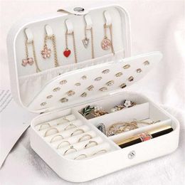 Jewellery earrings ring necklaces storage PU leather box Portable Organiser for Travel case 210315266u