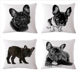 4545cm SexeMara Lovely French Bulldog Pattern Cotton Linen Cushion Cover Waist Square Pillow Cover Pillowcase Home Textile2887718