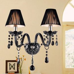 Wall Lamps TEMAR European Style Crystal Lamp Black Candle Luxurious Living Room Restaurant Bedroom Villa El Engineering