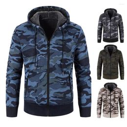 Men's Jackets Stylish Sweatercoat Warm Camouflage Thick Jacket Zipper Great Stitching Coat For Outdoor