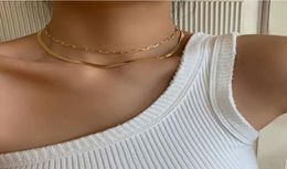 2 Colours 925 Sterling Silver Safely Paper Clip Chain Necklace High Quality Fashion Choker Jewellery For Women Wedding Gift 09278462735