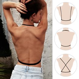 Bras Sexy Bra straps U Backless Lace trim Wireless Soft Cup brassiere Women Invisible Thin Underwear women lingerie 231208