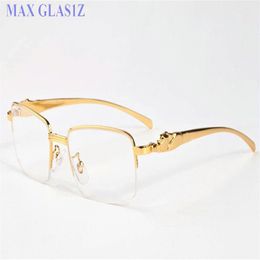 mens womens rectangle sunglasses gold silver frames glasses new fashion sport buffalo horn glasses clear lenses with better qualit287x