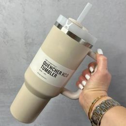 Ready To Ship Quencher Tumblers H2.0 40oz Stainless Steel Cups Silicone handle Lid Straw 2nd Generation Car mugs Water Bottles 20 Colour 1211