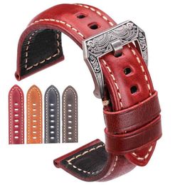 Cowhide Watch Strap Bracelet 20mm 22mm 24mm 26mm 4color Women Men Genuine Leather Watchbands Clock Accessories240i