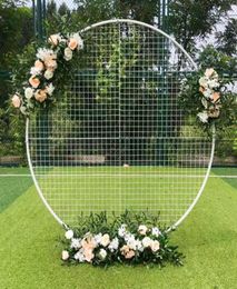 Wedding Decor Props Wrought Iron White Grid Circle Flower Frame Party Arch Backdrop DIY Festival Stage Floral Shelf9156034