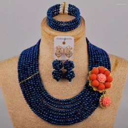 Necklace Earrings Set African Beads Jewelry Crystal Costume Nigerian Wedding Bridal