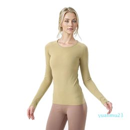 Long Sleeve Women Yoga T-Shirts High-Elastic Breathable Running Top Quick Drying Seamless Woman Gym Wear Jogging Fitness Sport Clothes Sportswear33