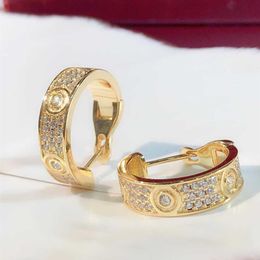 Love Earrings Sterling Silver Women Men Diamonds Clasp Stud Rose Gold Fashion Jewelry Cryatal 18K Original Round Luxury Anime 2106270y