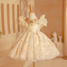 Mädchenkleider Weihnachten Baby Perlen Taufkleid für Mädchen Kleid Kleinkind Kinder Hochzeit 1. Geburtstag Party Prinzessin Tutu Abend 231211