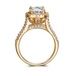 Size 5-11 New Brand Desgin Luxury Jewelry Round Cut White Sapphire 925 Sterling Silver Yellow Gold CZ Diamond Wedding Crown Women 280A