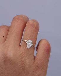 Cluster Rings Genuine 925 Sterling Silver Size 6 7 8 Simple Thin Chain Stunning Micro Pave Cz Pear Shape Ring5339805