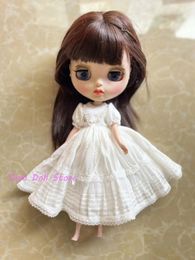 Doll Accessories Special SaleDula Doll Clothes Dress White Summer short sleeves double skirt ob24 Bjd Doll 231208