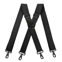 Mens Heavy Duty Work Suspenders 38cm Wide X-Shape with 4 Swivel Snap Hooks Adjustable Elastic Biker Snowboard Trouser Braces210c