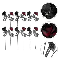 Decorative Flowers Fake Flower Arrangements Black Rose Wedding Bouquets Halloween Po Props Plaster