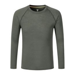 Men's Thermal Underwear 100% Merino Wool Base Layer Mens Merino Wool Shirts for Men Thermal Underwear Long Sleeve T-Shirt for Hiking Hunting Running 231211
