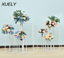 Wedding Prop flower stand arch road lead decor artificial flower wrought metal iron square block wedding birthday party decor3461552