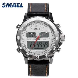 SMAEL Sport Watches Waterproof Genuine Dual Display Quartz WristwatchesCool Man Clock Fashion Smart Digital Watch LED Men 1281234C