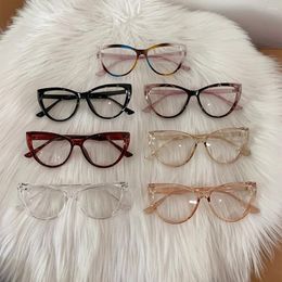 Sunglasses Fashion Retro Cat Eye Anti Blue Light Glasses Metal Triangle Frame Female Radiation Protection Spectacles For Women