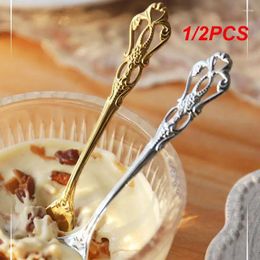 Spoons 1/2PCS Gold Stainless Steel Royal Spoon Fork Luxury Dinnerware Ice Afternoon Tea Kitchen Dessert Tableware Silverware Gift
