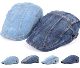 Berets Autumn Jeans Beret Hat For Men Women Casual Unisex Denim Cap Fitted Sun Cabbie Flat Gorras5551290