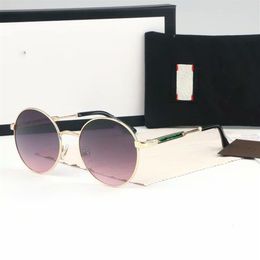 New Classic Design Brand Round Sunglasses UV400 Eyewear Metal eyeglass Gold Frame Glasses Men Women Mirror glass Lens Sunglass wit250F