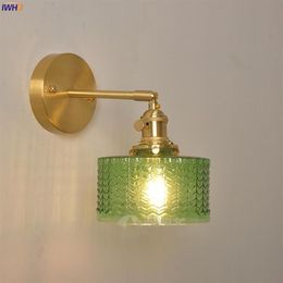 Wall Lamps IWHD Nordic Modern Copper Lamp Sconce Switch Green Glass Japan Style Bathroom Mirror Stair Light Wandlamp Applique Mura303x