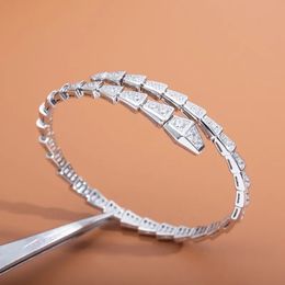 Luxury Fashion Designer Women's Snake Bracelet Bamboo Bone Bracelet Open Adjustable Full Diamonds Bracelet Delicate Simple Women's Hundred Jewellery