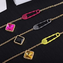 New Square Diamond Pin Men Necklaces Hairpin Ring Clavicular Necklace Designer Jewellery wedding Women Accessories Gifts XMN4 --43