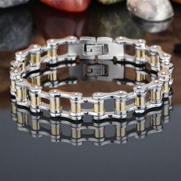 Fashion Stainless Steel gold Biker Bicycle Motorcycle Chain Bracelet Men Women titanium steel lover Bike Bracelets Bangles Jewelry2915