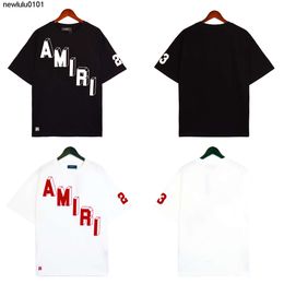 2023 Summer New AMI 3D Block Logo Alphabet Number Printed Short sleeved T-shirt Unisex