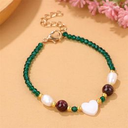 Charm Bracelets Natural White Heart Shape Shell Faceted 3mm Beads Bracelet Crystals Tourmaline Howlite For Women Men