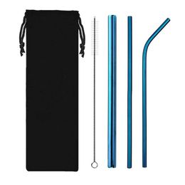 Drinking Straws Aprince 4 PCS PVD Titanium Coated Metal Beverage Tea Coffee 304 Stainless Steel Straw297g