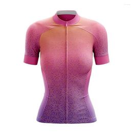 Racing Jackets Gradient Women Cycling Jersey Short Sleeve Bike Shirt Bicycle Wear Mountain Road Clothes Cycle MTB Clothing