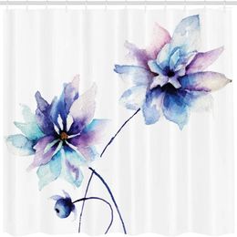 Shower Curtains Watercolor Flower Curtain Pastel Spring Colors Painting Pattern Waterproof Fabric Bathroom Decor With Hooks