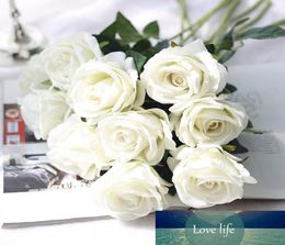 5Pcs 51cm Long Branch Flowers Bouquet Beautiful White Silk Roses Artificial Flowers Wedding Home Table Decor Arrange Fake Flower5368562