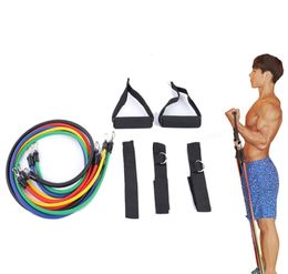 11 PiecesSet Resistance Bands Expander Pull Rope Fitness Gym Rubber Crossfit Latex Tubes Pedal Excerciser Body Training Workout9974553