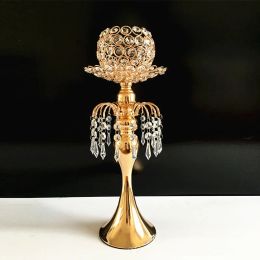 10PCS/ Lot Crystals Candle Holder Delicate Candlestick Luxury Candle stand Flower Road Lead For Party Home Hotel Decoration