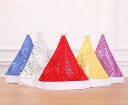 240pcs/lot 28x36cm Sequin Xmas Hat Santa Christmas Adult Cap Christmas Hat Xmas Party Supplies Christmas Decoration Home Decor JJ 12.11