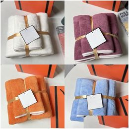 Towels Robes Bath Sets Baby Boys Girls Childrens Designer Brand Washcloth Fashion Set Coral Veet Towel Letter Luxury Absorbent Kids Me Dhhfo