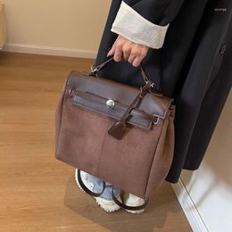 School Bags Fashion Female Schoolbag Big Capacity Women Backpack Suede Tote Bag Leisure Handbag Korean Vintage Ladies Shoulder