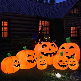 Halloween Inflatables Pumpkin Outdoor Decoration with Build-in LEDs Blow Up Party Festive Yard Garden Lawn Decor 7 5FT Long300W