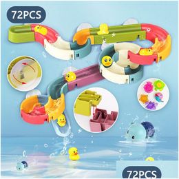 Bath Toys Baby Diy Slide Race Run Assembling Track Bathroom Bathtub Shower Kids Play Water Games Toy Set For Children 220315 Drop Deli Dhka6